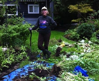 woman outside gardening